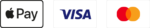 Logo des cartes de crédit acceptées : Apple Pay, Visa et Mastercard